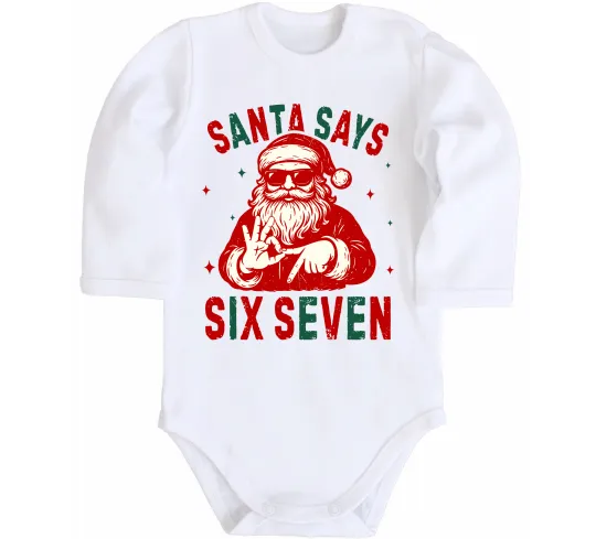 Детский боди Santa says six seven Белый фото