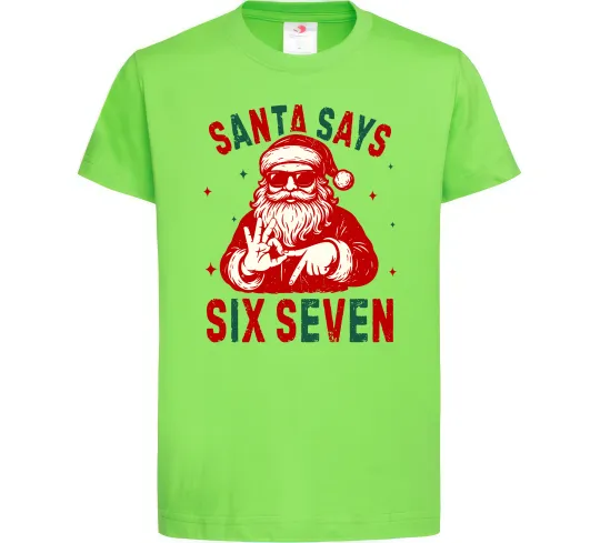 Детская футболка Santa says six seven Лаймовый фото