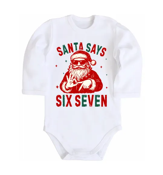 Детский боди Santa says six seven Белый фото