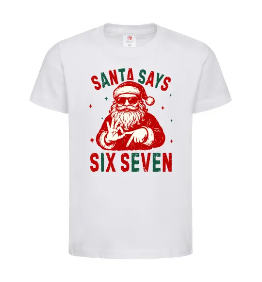 Детская футболка Santa says six seven Белый фото