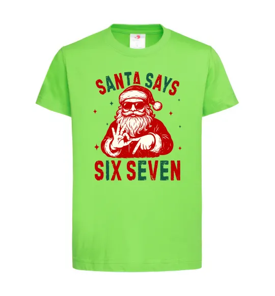 Детская футболка Santa says six seven Лаймовый фото