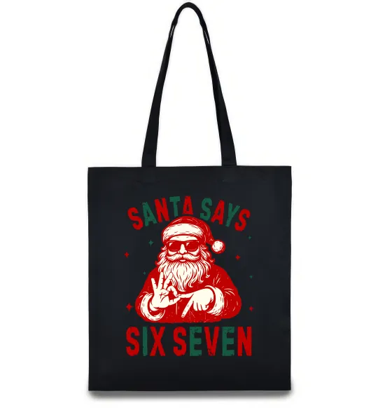Эко-сумка Santa says six seven Черный фото