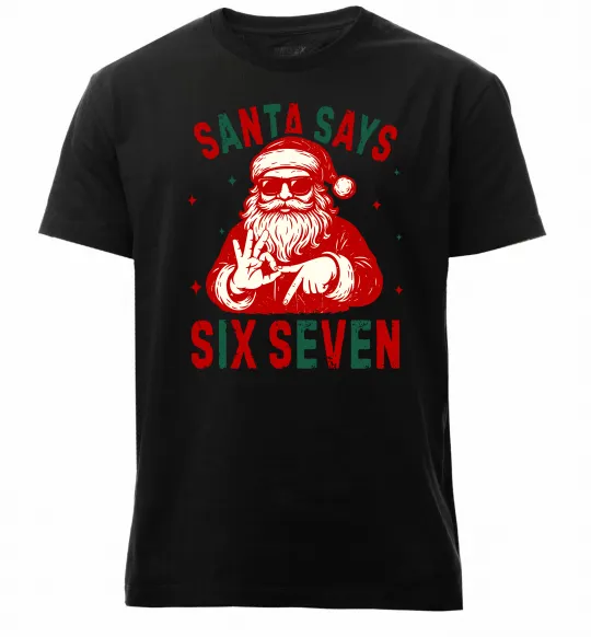 Мужская премиум футболка Santa says six seven Черный фото