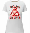 Женская премиум футболка Santa says six seven Белый Женская премиум футболка Santa says six seven Белый фото