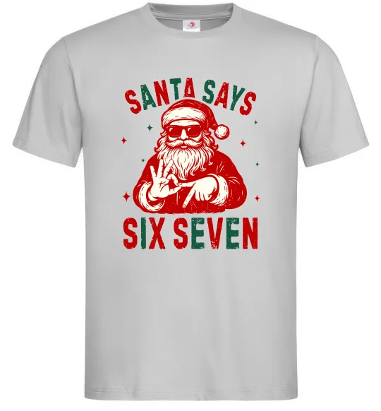 Мужская футболка Santa says six seven Серый фото