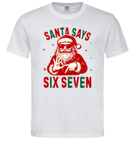 Мужская футболка Santa says six seven Белый фото