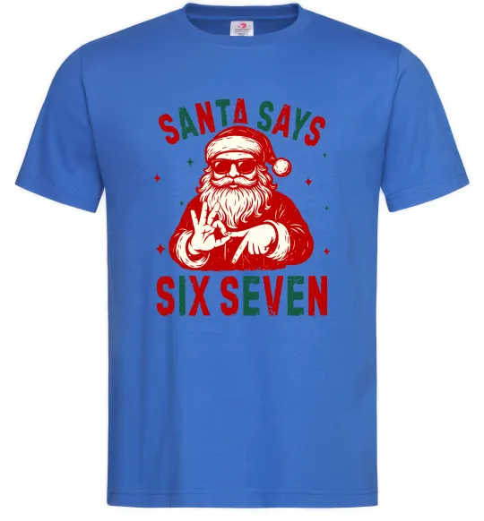 Мужская футболка Santa says six seven Ярко-синий фото