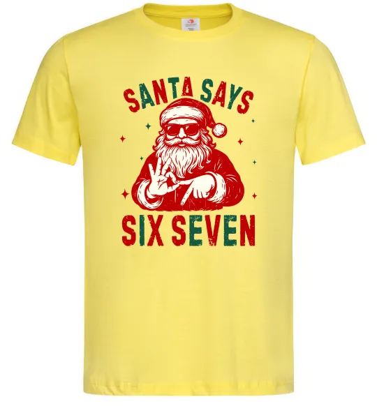 Мужская футболка Santa says six seven Лимонный фото