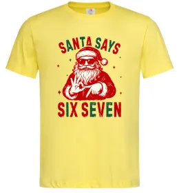 Мужская футболка Santa says six seven Лимонный фото