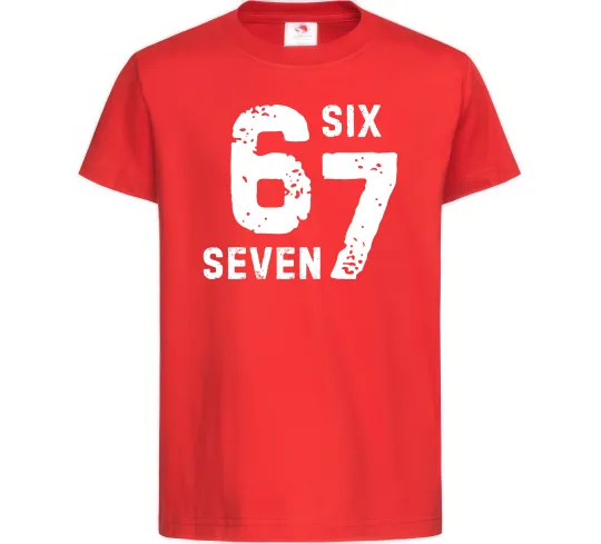 Дитяча футболка Six seven meme Червоний фото