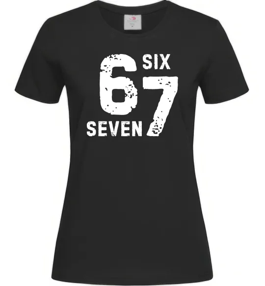 Жіноча футболка Six seven meme Чорний фото