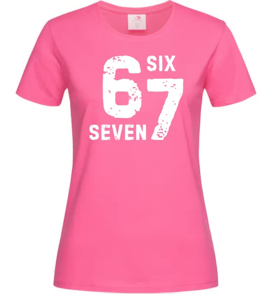 Жіноча футболка Six seven meme Яскраво-рожевий фото