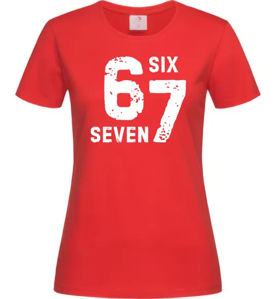 Жіноча футболка Six seven meme Червоний фото