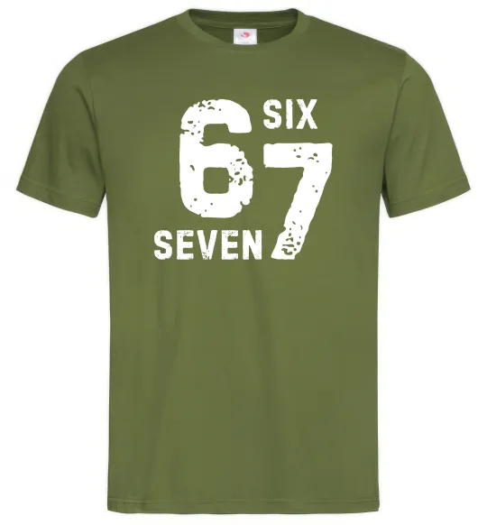 Чоловіча футболка Six seven meme Оливковий фото