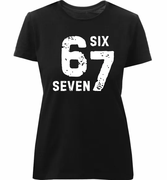 Жіноча преміум футболка Six seven meme Чорний фото