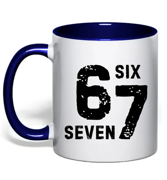 Чашка з кольоровою ручкою Six seven meme Глибокий темно-синій фото