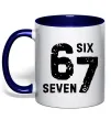 Чашка з кольоровою ручкою Six seven meme Глибокий темно-синій Чашка з кольоровою ручкою Six seven meme Глибокий темно-синій фото