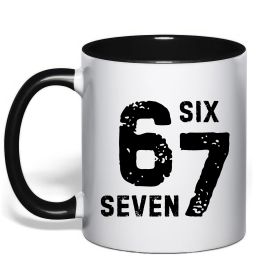 Чашка з кольоровою ручкою Six seven meme Чашка з кольоровою ручкою Six seven meme