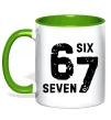 Чашка з кольоровою ручкою Six seven meme Зелений Чашка з кольоровою ручкою Six seven meme Зелений фото