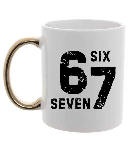 Чашка з кольоровою ручкою Six seven meme Золото фото