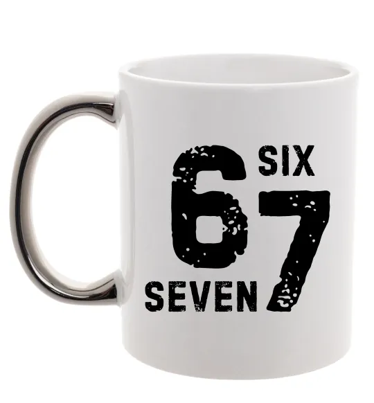 Чашка з кольоровою ручкою Six seven meme Срібло фото