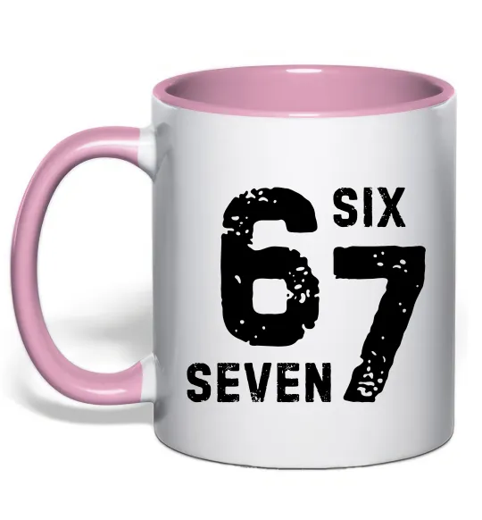 Чашка з кольоровою ручкою Six seven meme Ніжно рожевий фото