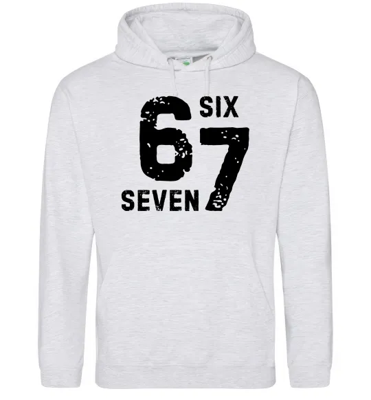 Чоловіча толстовка (худі) Six seven meme Сірий меланж фото