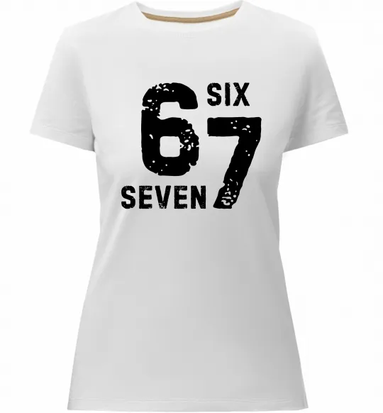 Жіноча преміум футболка Six seven meme Білий фото