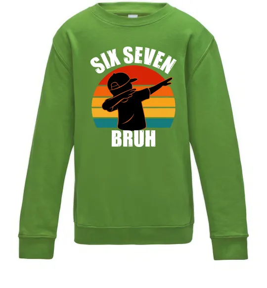 Детский Свитшот Six seven bruh Лаймовый фото