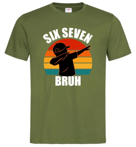 Мужская футболка Six seven bruh Оливковый фото