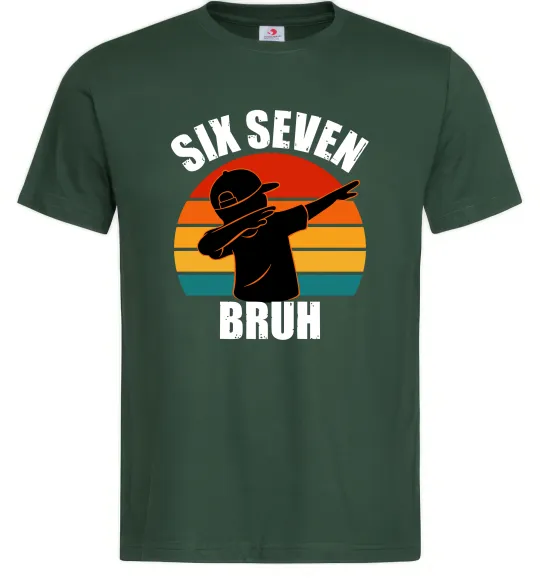 Мужская футболка Six seven bruh Темно-зеленый фото