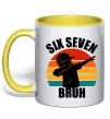 Чашка з кольоровою ручкою Six seven bruh Лимонний Чашка з кольоровою ручкою Six seven bruh Лимонний фото