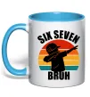 Чашка с цветной ручкой Six seven bruh Голубой Чашка с цветной ручкой Six seven bruh Голубой фото