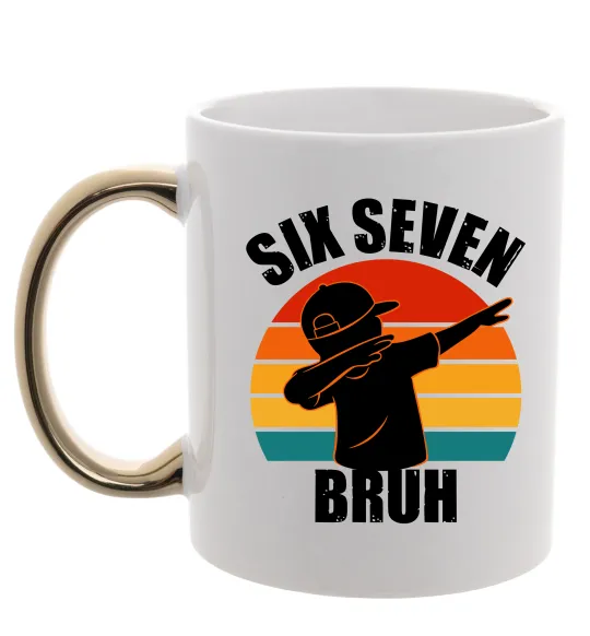 Чашка с цветной ручкой Six seven bruh Золото фото