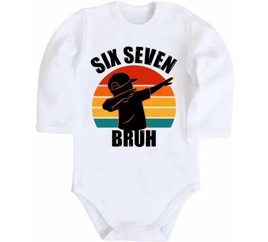 Детский боди Six seven bruh Белый фото