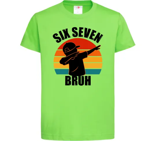 Детская футболка Six seven bruh Лаймовый фото