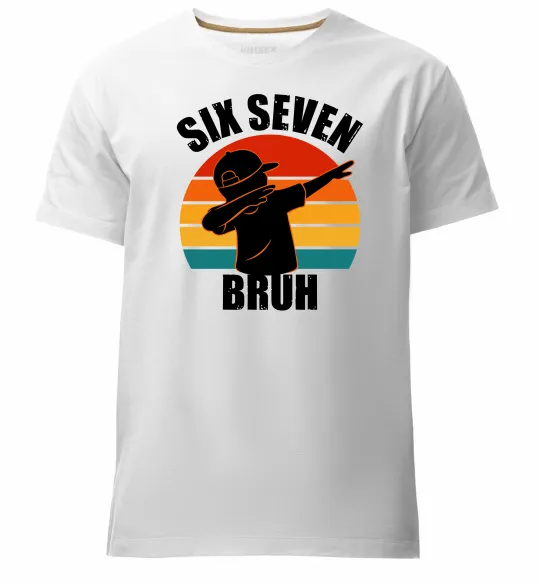 Мужская премиум футболка Six seven bruh Белый фото