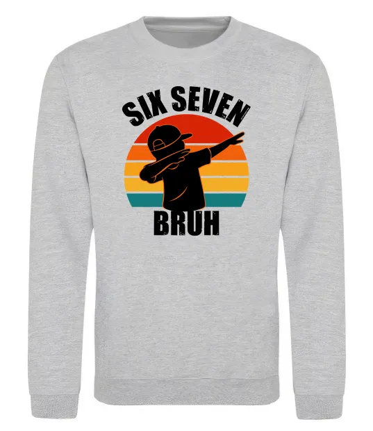 Свитшот Six seven bruh Серый меланж фото