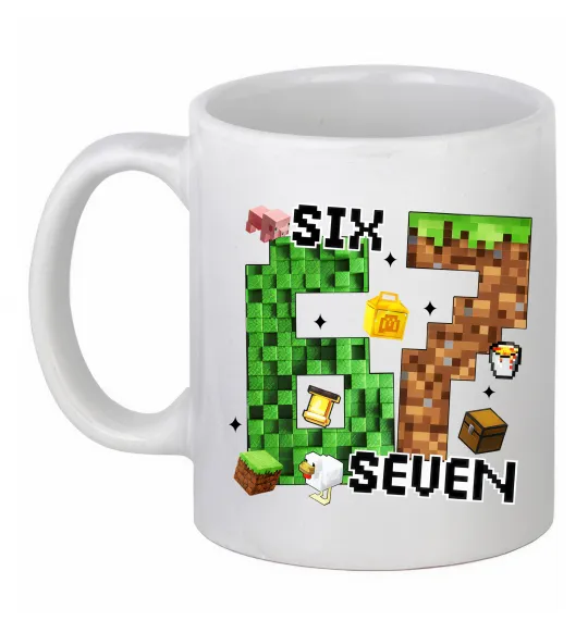 Чашка керамическая Minecraft six seven Белый фото