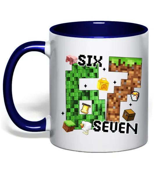 Чашка с цветной ручкой Minecraft six seven Глубокий темно-синий фото