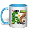 Чашка с цветной ручкой Minecraft six seven Голубой Чашка с цветной ручкой Minecraft six seven Голубой фото