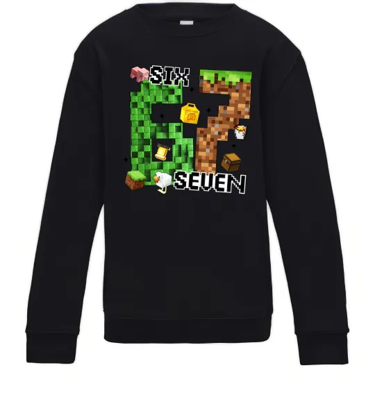Детский Свитшот Minecraft six seven Черный фото