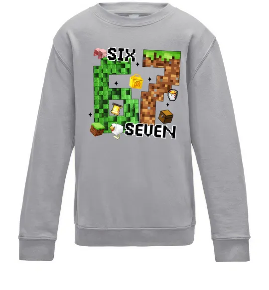 Детский Свитшот Minecraft six seven Серый меланж фото