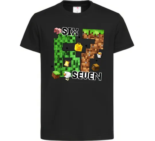 Детская футболка Minecraft six seven Черный фото