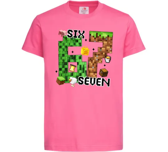 Детская футболка Minecraft six seven Ярко-розовый фото
