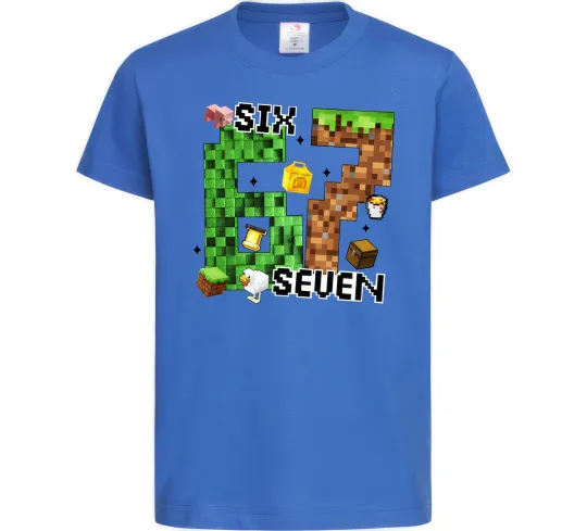 Детская футболка Minecraft six seven Ярко-синий фото