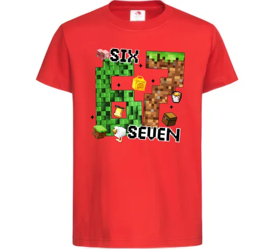 Детская футболка Minecraft six seven Красный фото