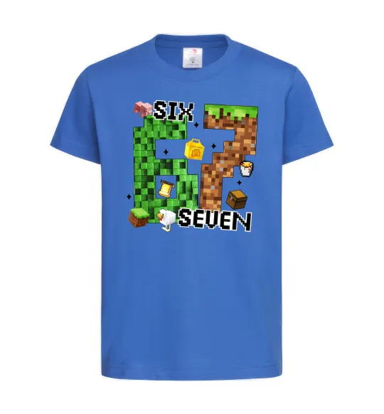 Дитяча футболка Minecraft six seven Яскраво-синій фото