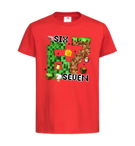 Дитяча футболка Minecraft six seven Червоний фото