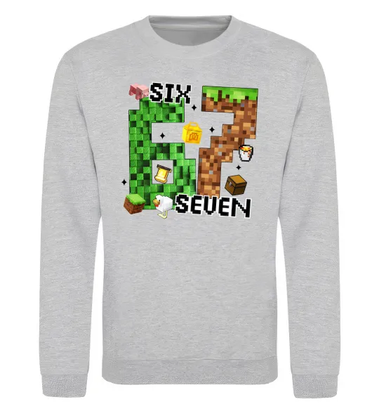 Свитшот Minecraft six seven Серый меланж фото